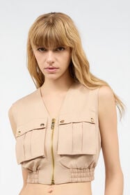 JC Haut Cropped Avec Poches Utilitaires Marron clair UFT190-UF256