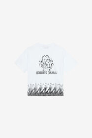 JU Zebra-Print T-Shirt With RC Monogram And Logo White UJT60A-JD001
