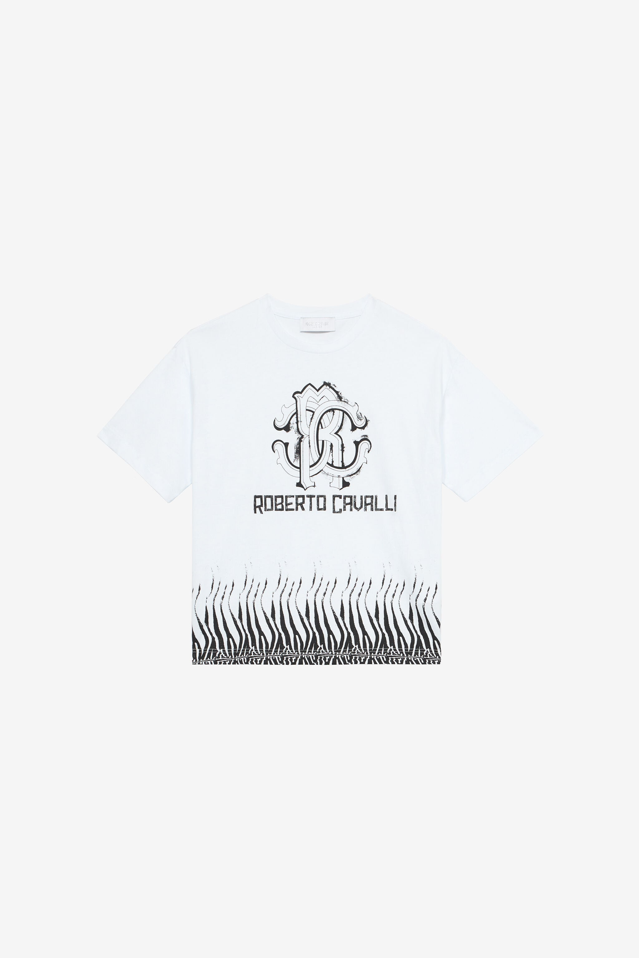 JU T-Shirt Imprimé Zèbre Avec Monogramme RC Et Logo JU T-Shirt Imprimé Zèbre Avec Monogramme RC Et Logo Blanc UJT60A-JD001