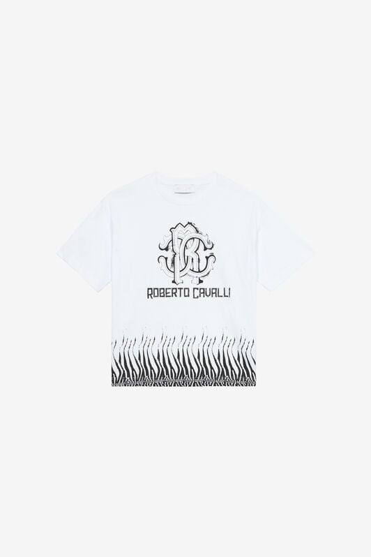 JU T-Shirt Imprimé Zèbre Avec Monogramme RC Et Logo JU T-Shirt Imprimé Zèbre Avec Monogramme RC Et Logo Blanc UJT60A-JD001