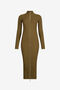 JC Robe Midi Vert Côtelée À Zip Sur Le Devant JC Robe Midi Vert Côtelée À Zip Sur Le Devant VERDE 185 VFT255-VF402