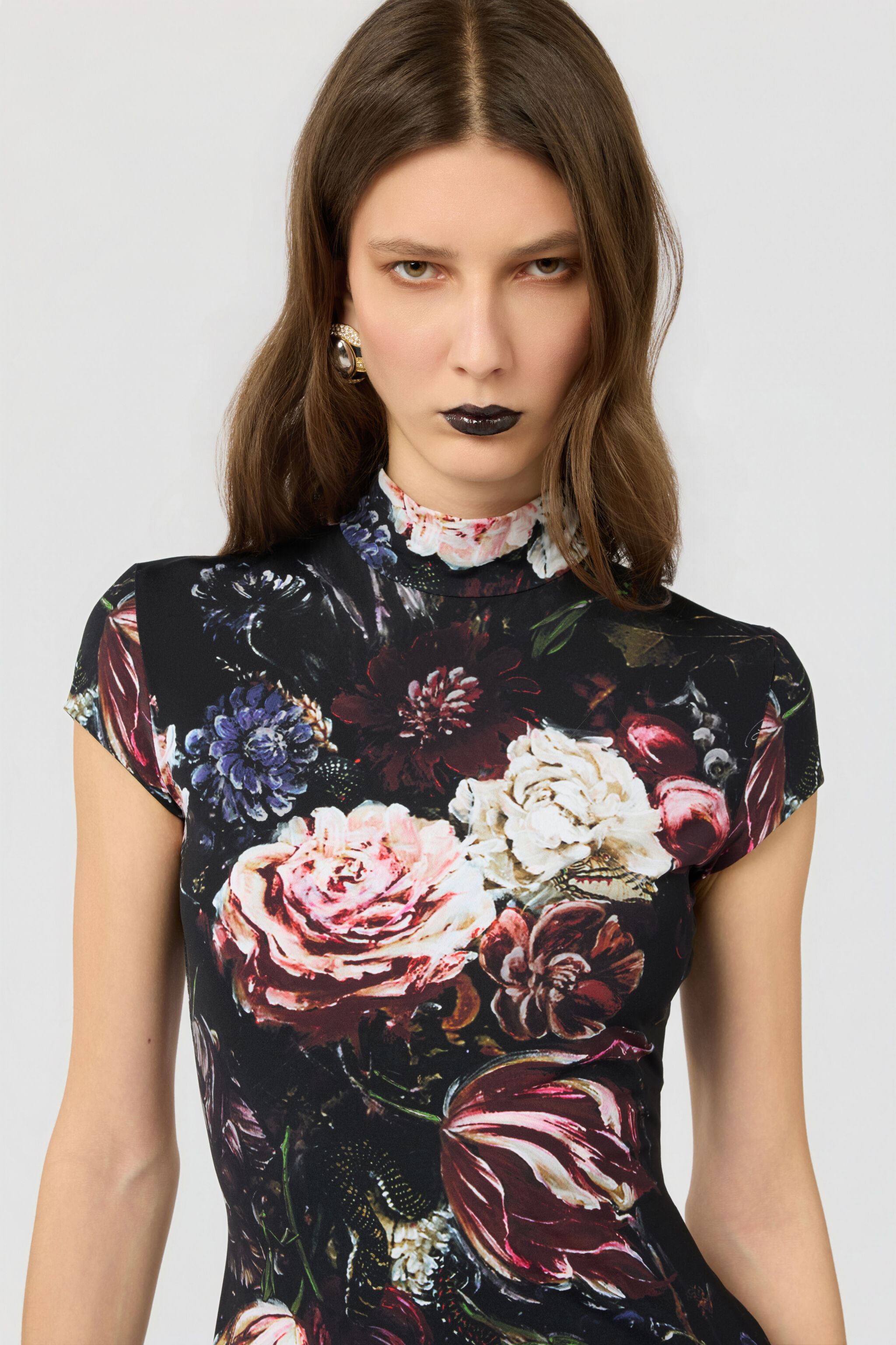 RC Fiammingo Flowers Print Minikleid BLACK/PINK XWT135-LNT77