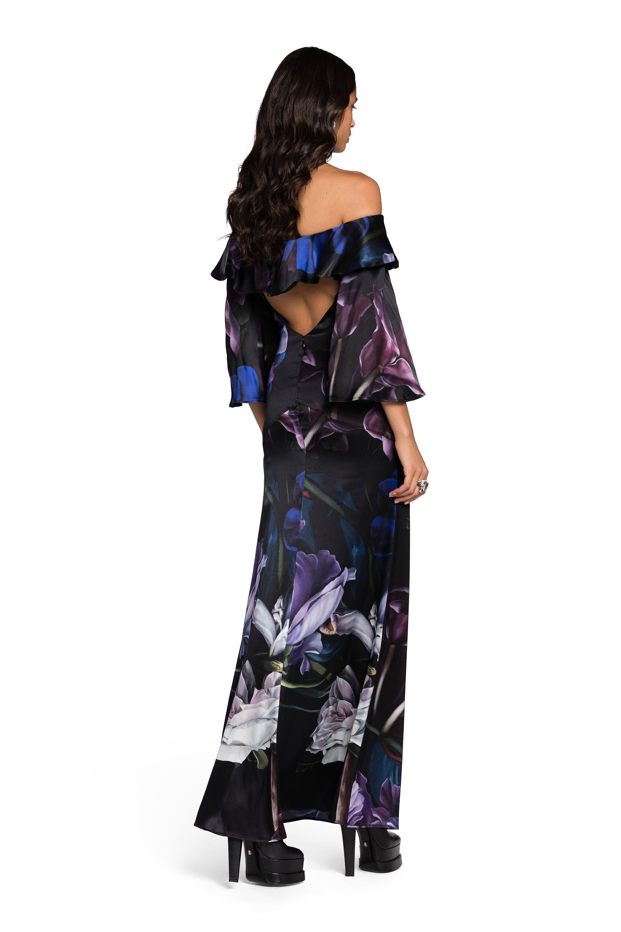 RC Floral-Print Ruffled Maxi Dress RC Floral-Print Ruffled Maxi Dress Purple KOT10C-2NS02