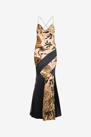 RC Slip Dress With Rose Pattern ROSA/NERO VKT127-FC008