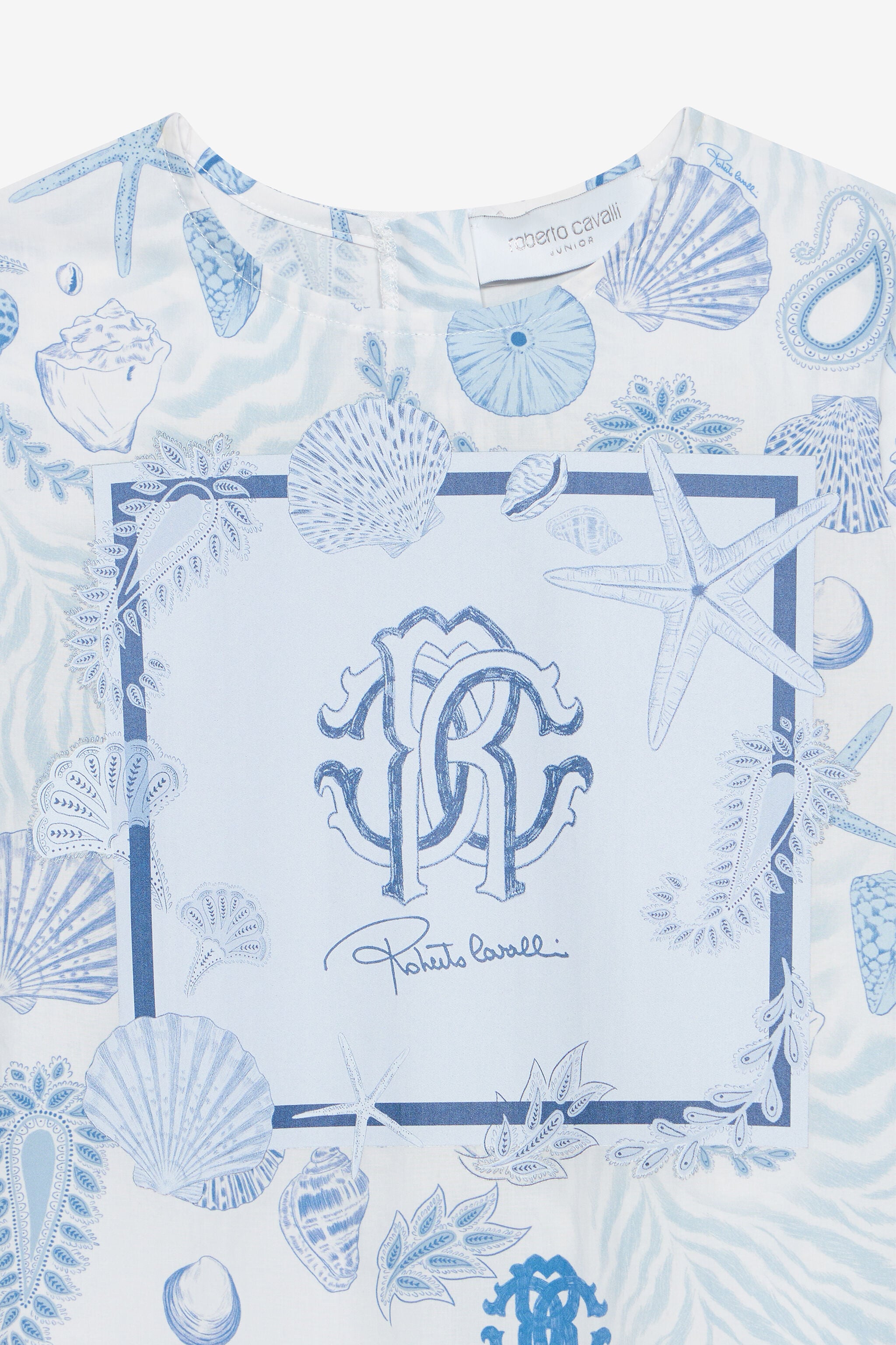 JU Marine-Print Cotton Dress JU Marine-Print Cotton Dress Light blue UJT10T-7MO39