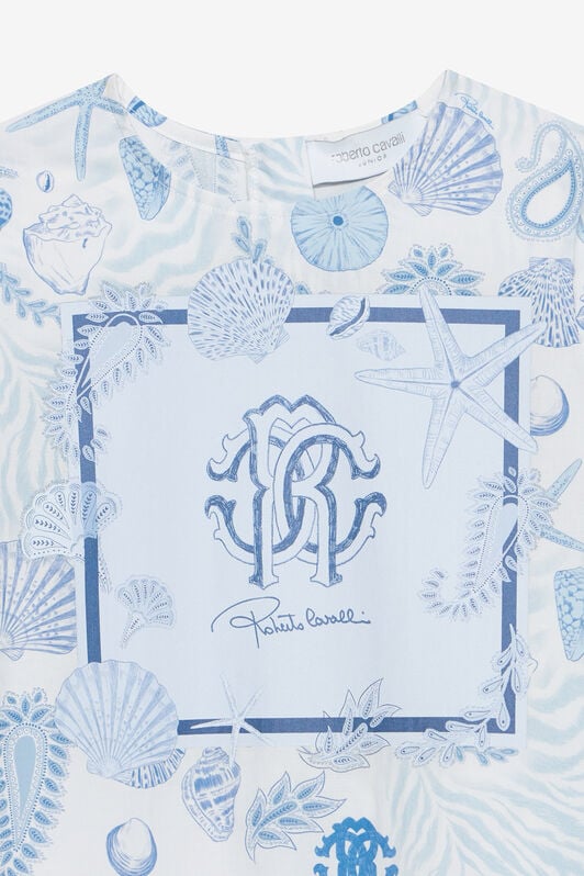 JU Marine-Print Cotton Dress JU Marine-Print Cotton Dress Light blue UJT10T-7MO39