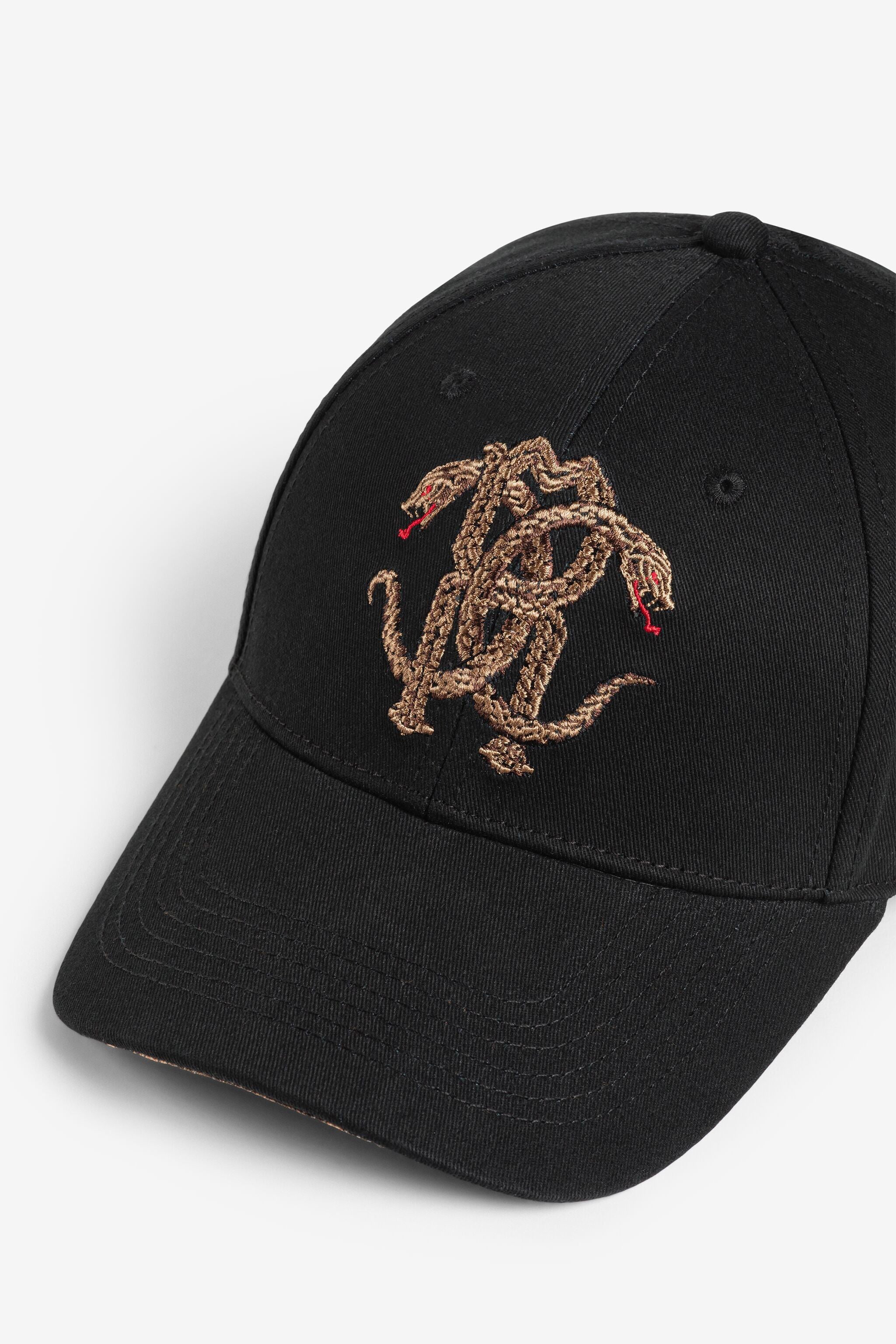 RC Cap mit Spiegelschlangen-Bestickung BLACK QRZ00B-FN020
