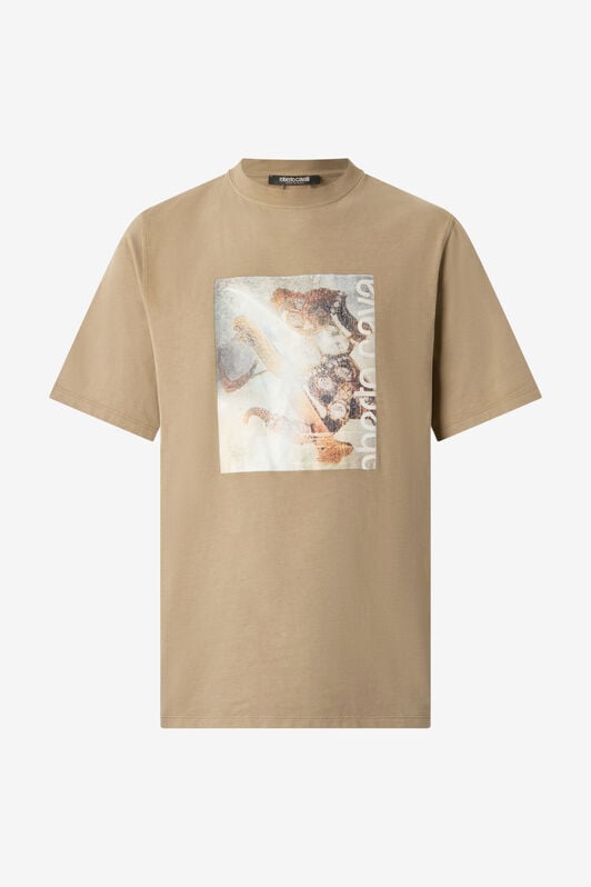 RC T-Shirt With Distressed-Effect Mirror Snake Monogram Print RC T-Shirt With Distressed-Effect Mirror Snake Monogram Print Brown URT61H-JD060