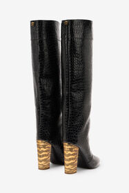 RC Bottes Avec Gaufrage Crocodile Noir VKS013-PZ579