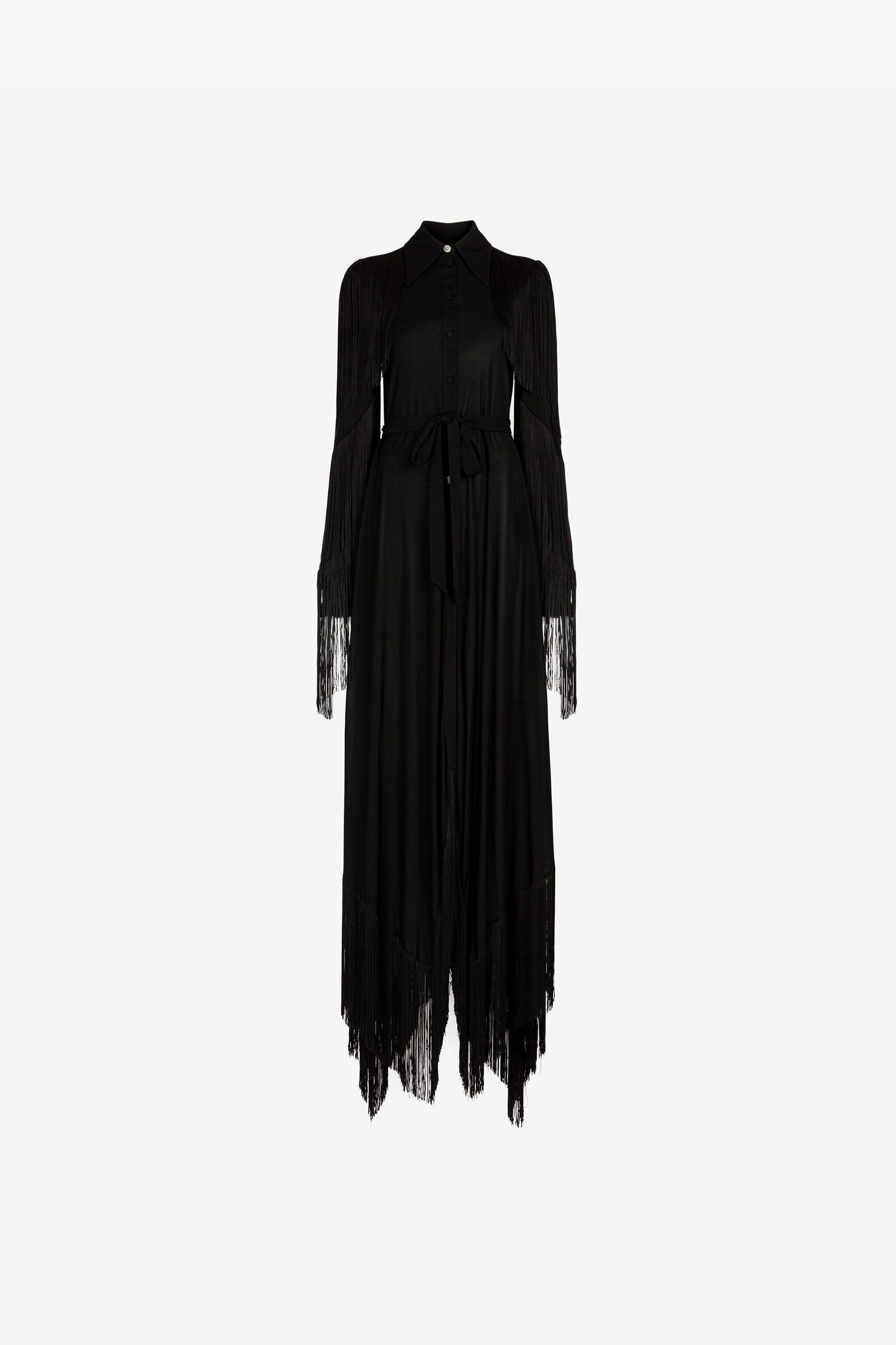 RC Fringed Maxi Dress RC Fringed Maxi Dress Black RKT120-JJ051