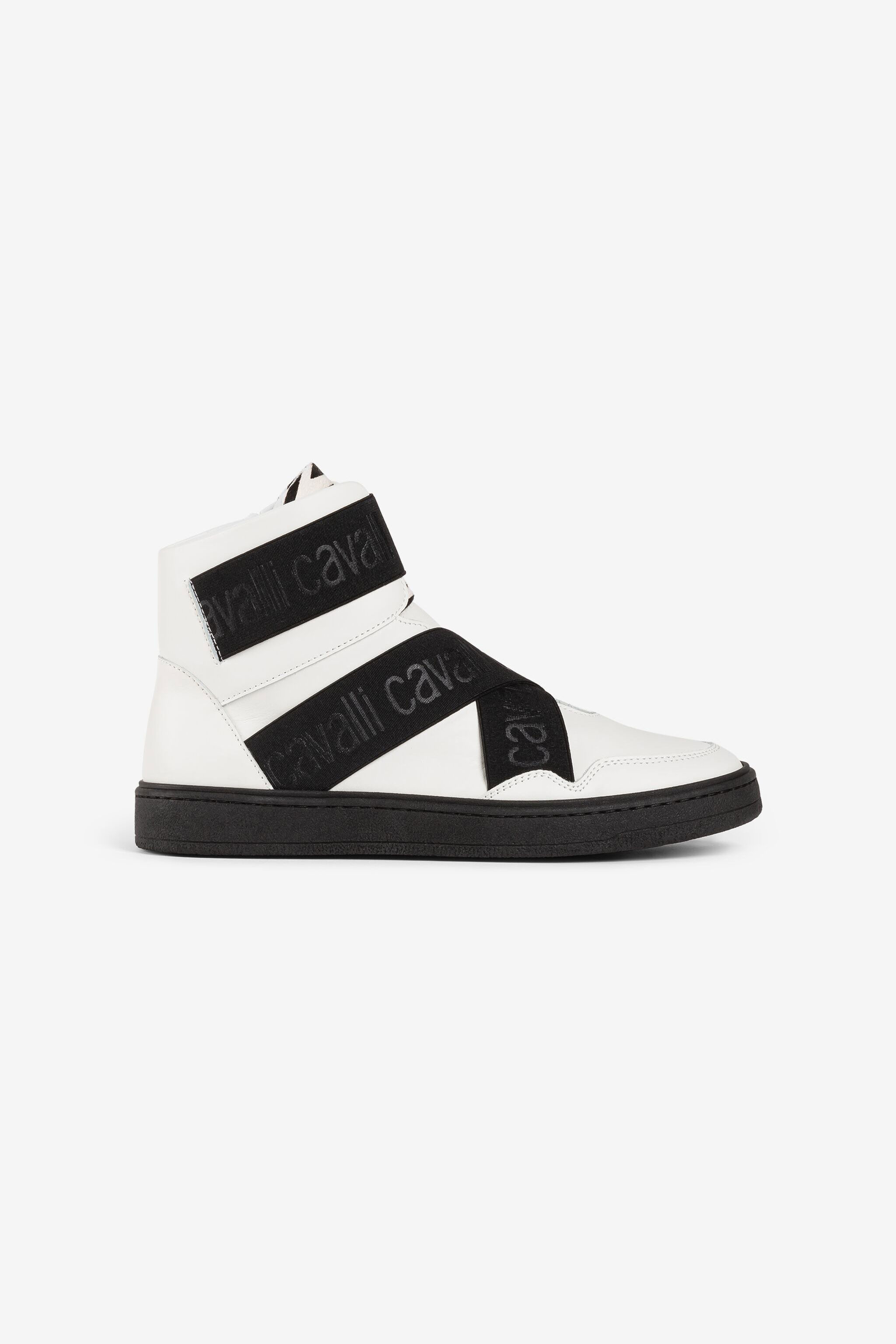 JU Logo-Print Hi-Top Sneakers JU Logo-Print Hi-Top Sneakers Blanco/Negro PJS031-PN003