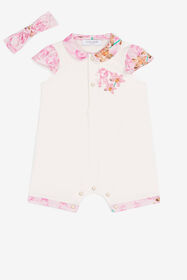 JU Pelele con ribete floral Blanco QJT80D-JV025