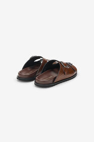 RC Sandalia de piel con hebilla CHOCOLATE WNS004-PZ119