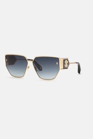 RC Sunglasses with wide shape front, metal fangs embellishment Or rose ALD026-ID183