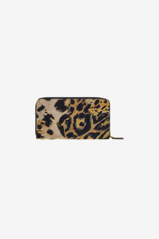 RC Zip-Around-Brieftasche mit Jaguar-Print Hellbraun SKA001-PZC26