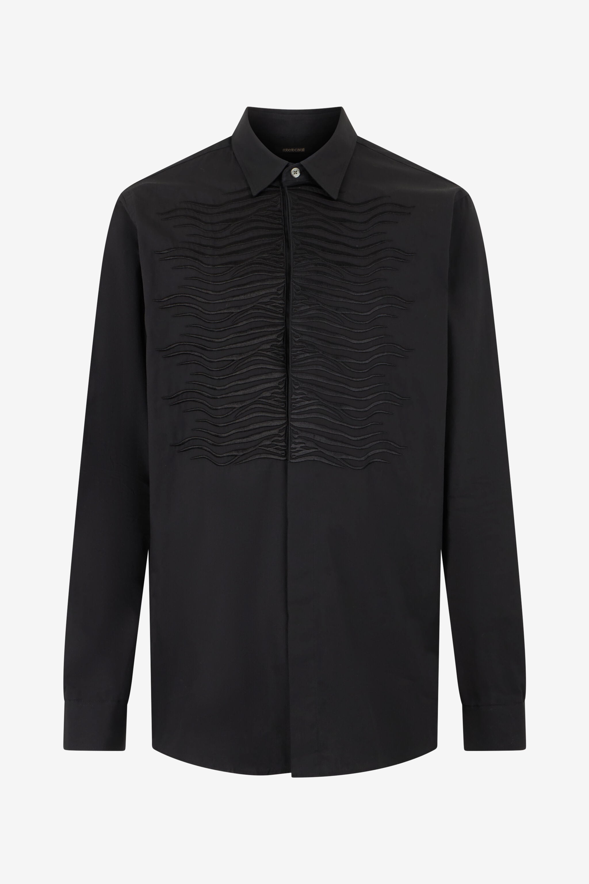 RC Black Cotton Shirt with Embroidered Zebra Motif RC Black Cotton Shirt with Embroidered Zebra Motif BLACK SOT70E-3AD03