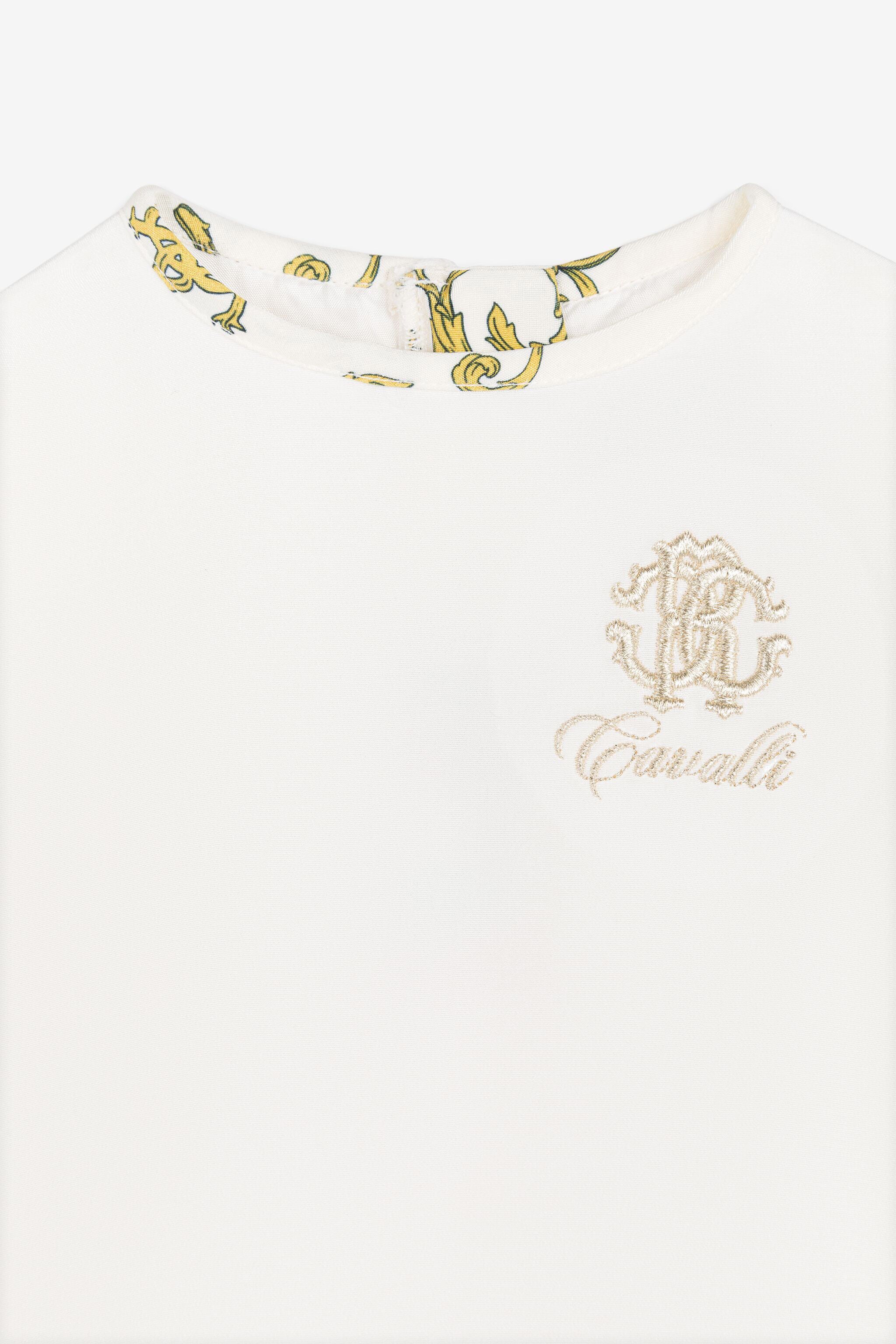 JU RC Monogram-Embroidered Silk Dress JU RC Monogram-Embroidered Silk Dress White RJT111-FL002