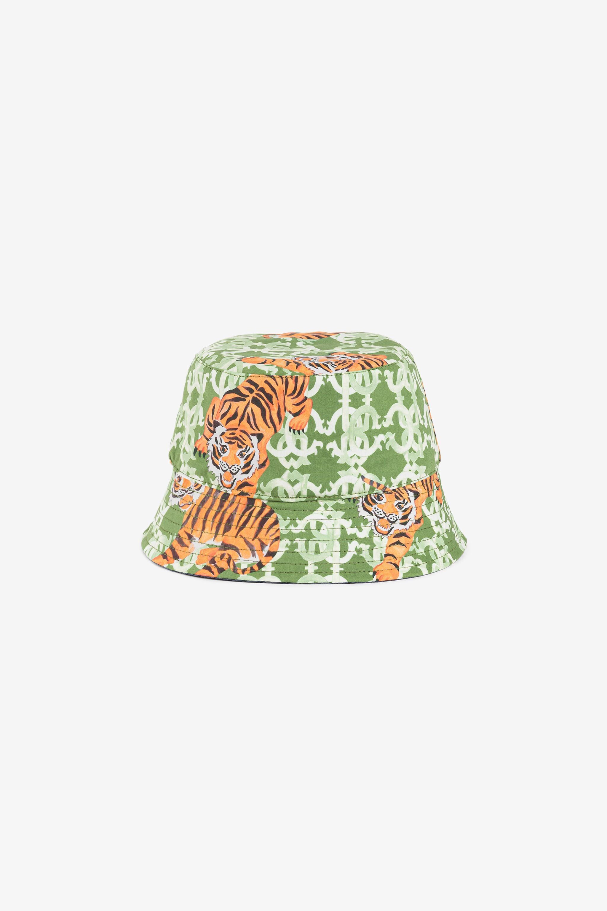 JU Cappello bucket con stampa tigre Military Green QJZ013-CIG32