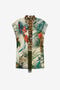 RC Jungle Print Silk Top With Scarf Detail RC Jungle Print Silk Top With Scarf Detail Green SKT604-4QI88