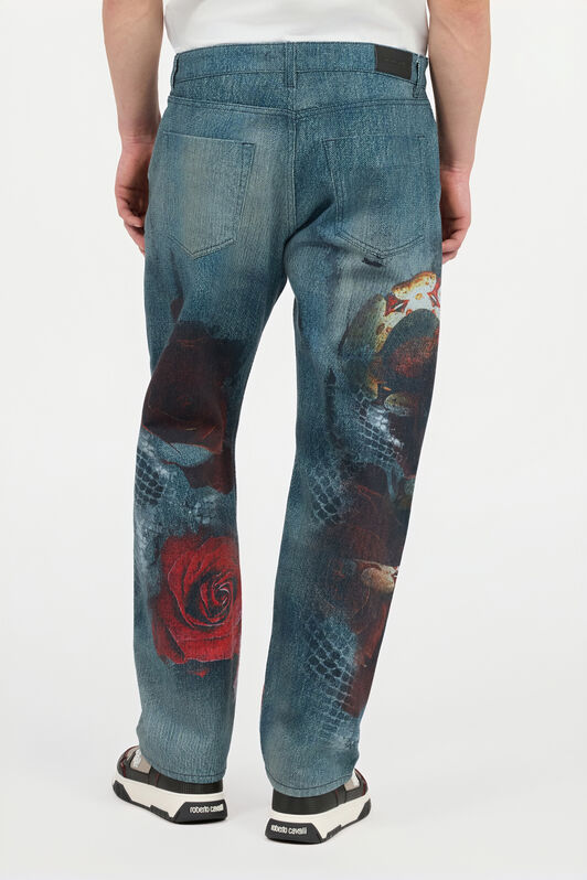 RC Jeans with Rose and Snake Print Red URJ217-VMN79