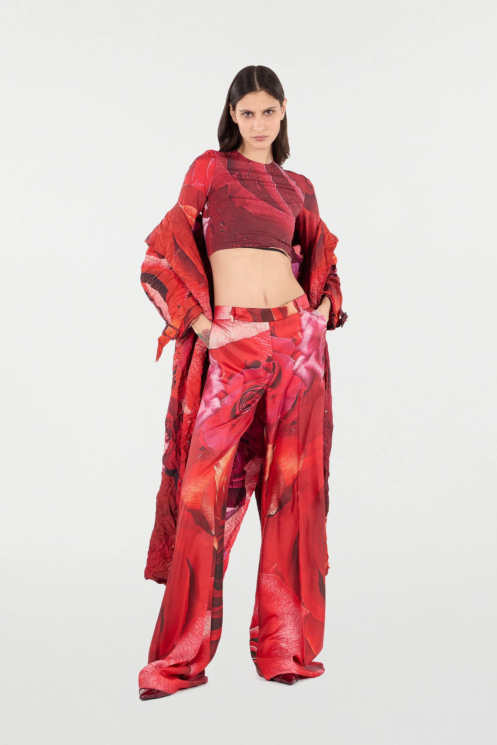 RC Pantaloni Con Stampa Rose RC Pantaloni Con Stampa Rose Rosso UKT201-4QN48