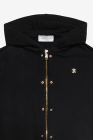 JU Schwarzer Hoodie mit goldenem Knopf BLACK XJT66K-CF050