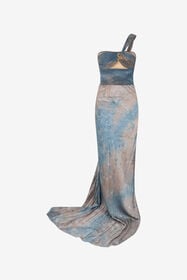 RC Robe Longue Effet Tie-Dye Avec Détail Bijou MID-BLUE XQT115-RK011