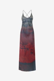 RC Long Slip Dress With A Mottled Effect Black/Red VQT102-4QP69