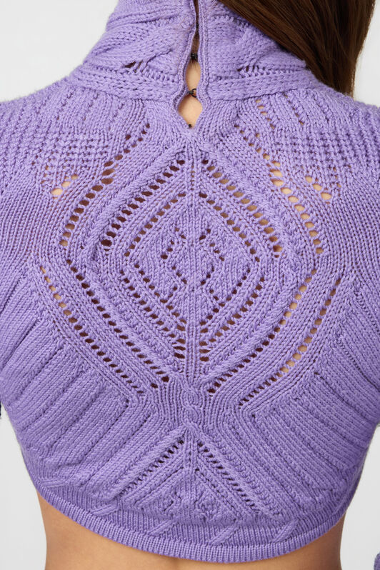 RC Kurzes Strick-Top Mit Flechtmuster Und Hohem Kragen LILAC XWM611-MQ015