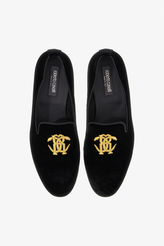RC Velvet loafers with Monogram Mirror Snake Black/Gold SRS003-VL005