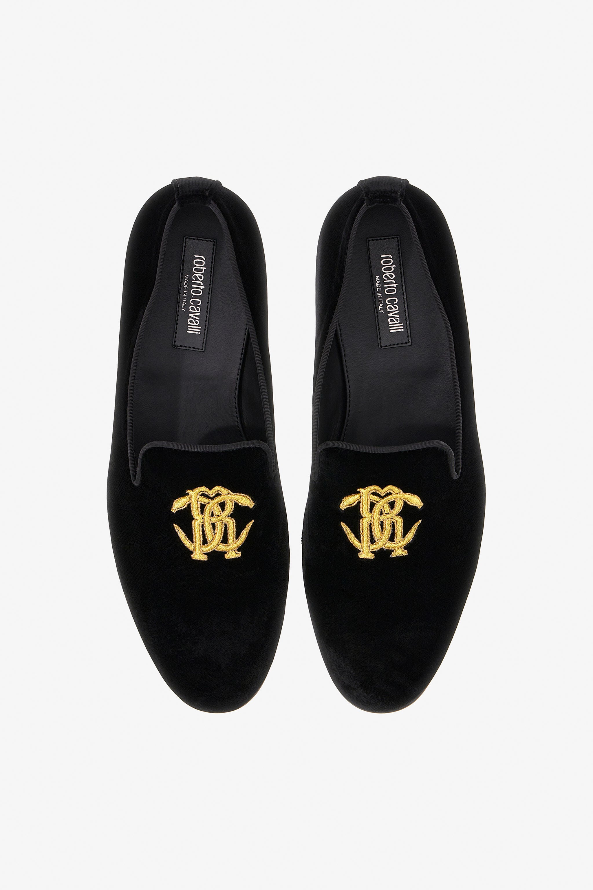 RC Velvet loafers with Monogram Mirror Snake Black/Gold SRS003-VL005