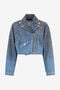 JC Veste Cropped En Denim Avec Strass JC Veste Cropped En Denim Avec Strass Bleu clair UFT195-UF261