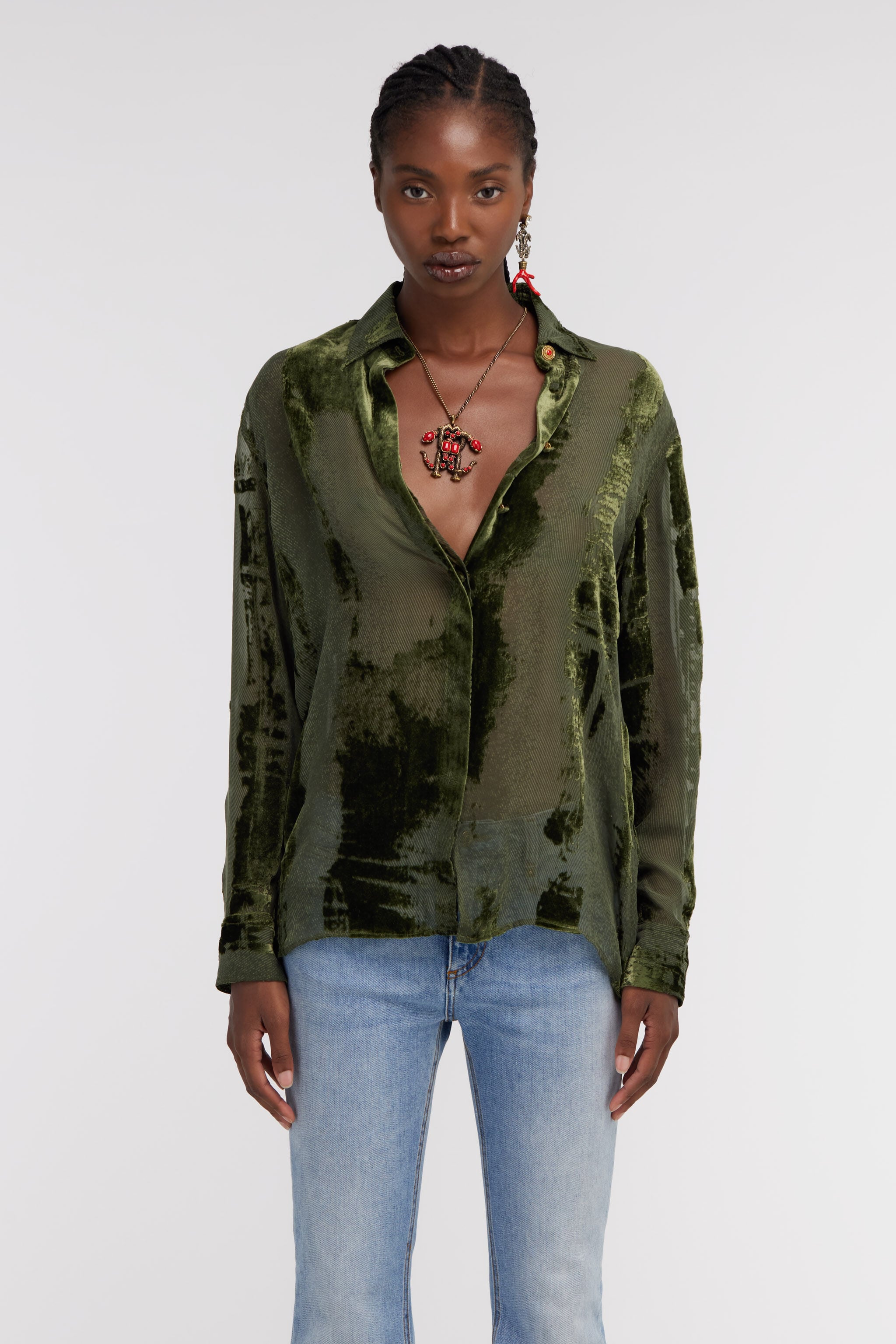 RC Devoré shirt Dark green SKT704-VL041