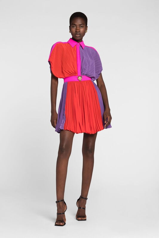 RC Colourblock Pleated Silk Mini Dress RC Colourblock Pleated Silk Mini Dress MULTICOLOR OQT119-SY003
