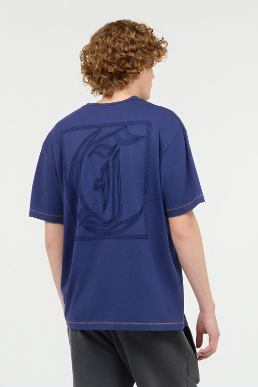 JC T-Shirt With JC Monogram And Contrasting Seams JC T-Shirt With JC Monogram And Contrasting Seams Dark blue UFT037-UF057