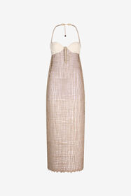 RC Rope fishnet Detail Long Dress Light Brown UWR144-FY073