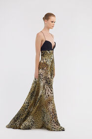 RC Long dress Jaguar Skin print Light Brown SKT118-CTG34