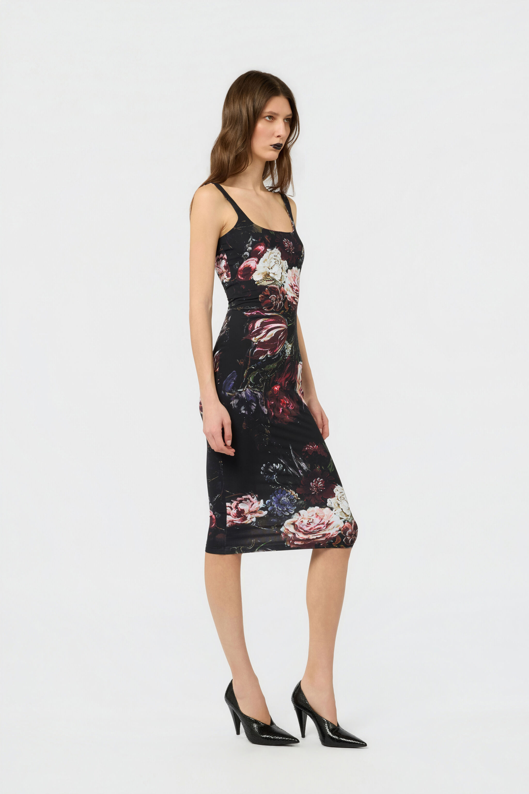 RC Midi-Kleid Mit Fiammingo Flowers-Print RC Midi-Kleid Mit Fiammingo Flowers-Print BLACK/PINK XWT137-LNT77