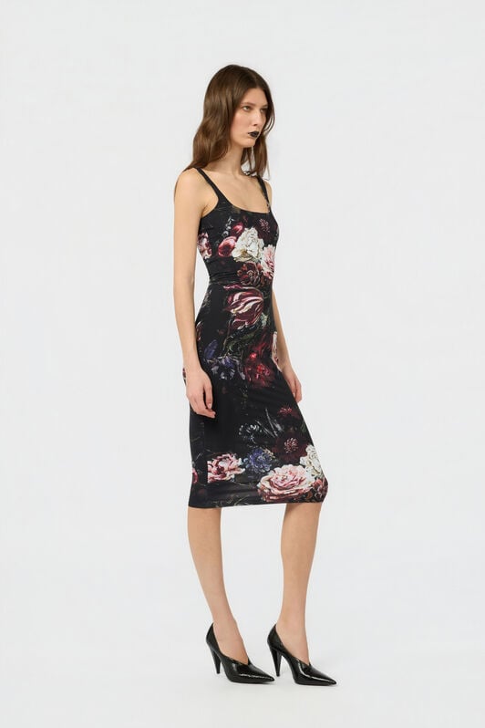 RC Midi-Kleid Mit Fiammingo Flowers-Print RC Midi-Kleid Mit Fiammingo Flowers-Print BLACK/PINK XWT137-LNT77
