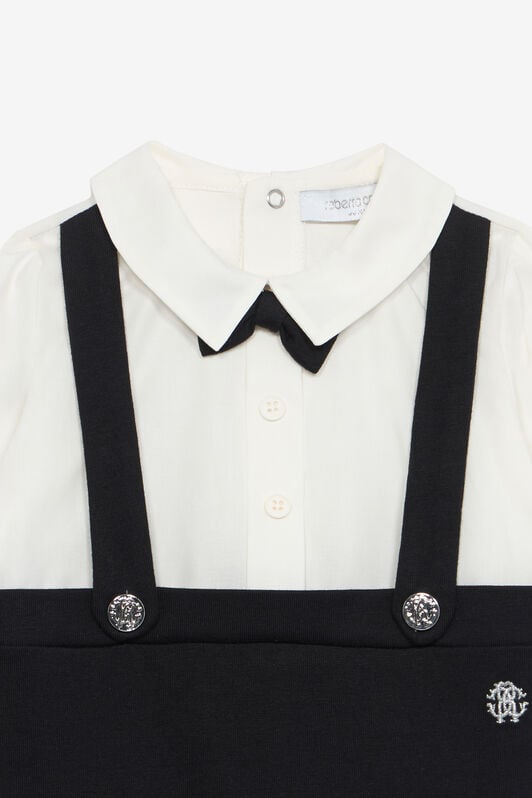 JU Romper Suit With Dungarees And Bow Tie JU Romper Suit With Dungarees And Bow Tie Black UJT825-JD001
