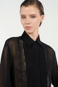 RC Camisa Negra Con Inserciones De Encaje BLACK WKR703-GG001