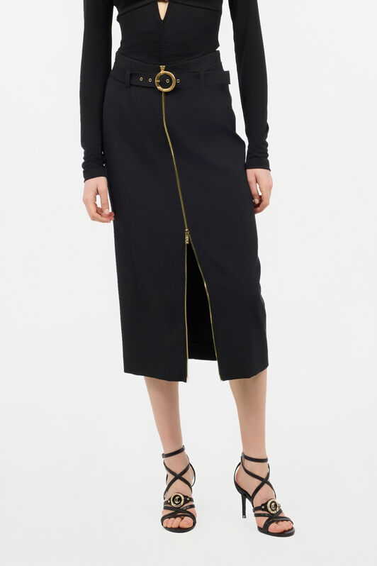 JC Midi Skirt With Branded Buckle JC Midi Skirt With Branded Buckle Black UFT108-UF159
