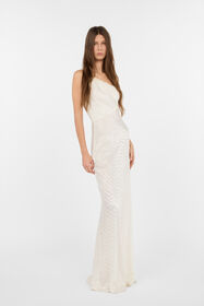 RC White One-Shoulder Dress with Serpentine Print WHITE WWT121-HES36