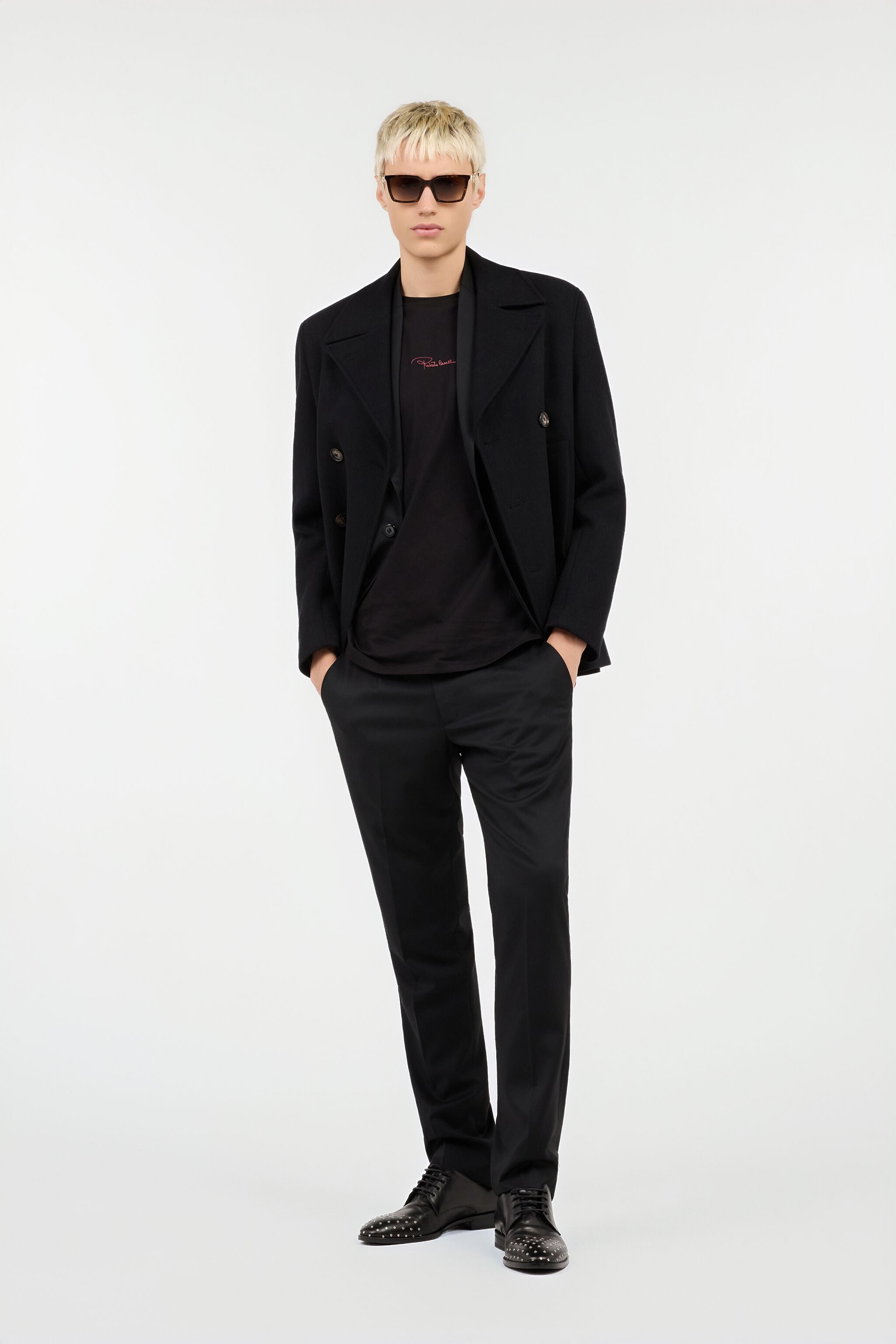 RC Black Wool Double-Breasted Peacoat RC Black Wool Double-Breasted Peacoat BLACK ROT40M-FE032