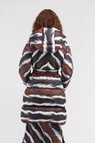 RC Animalier print puffer jacket with belt Dunkelbraun/Weiß RKT801-SRH33