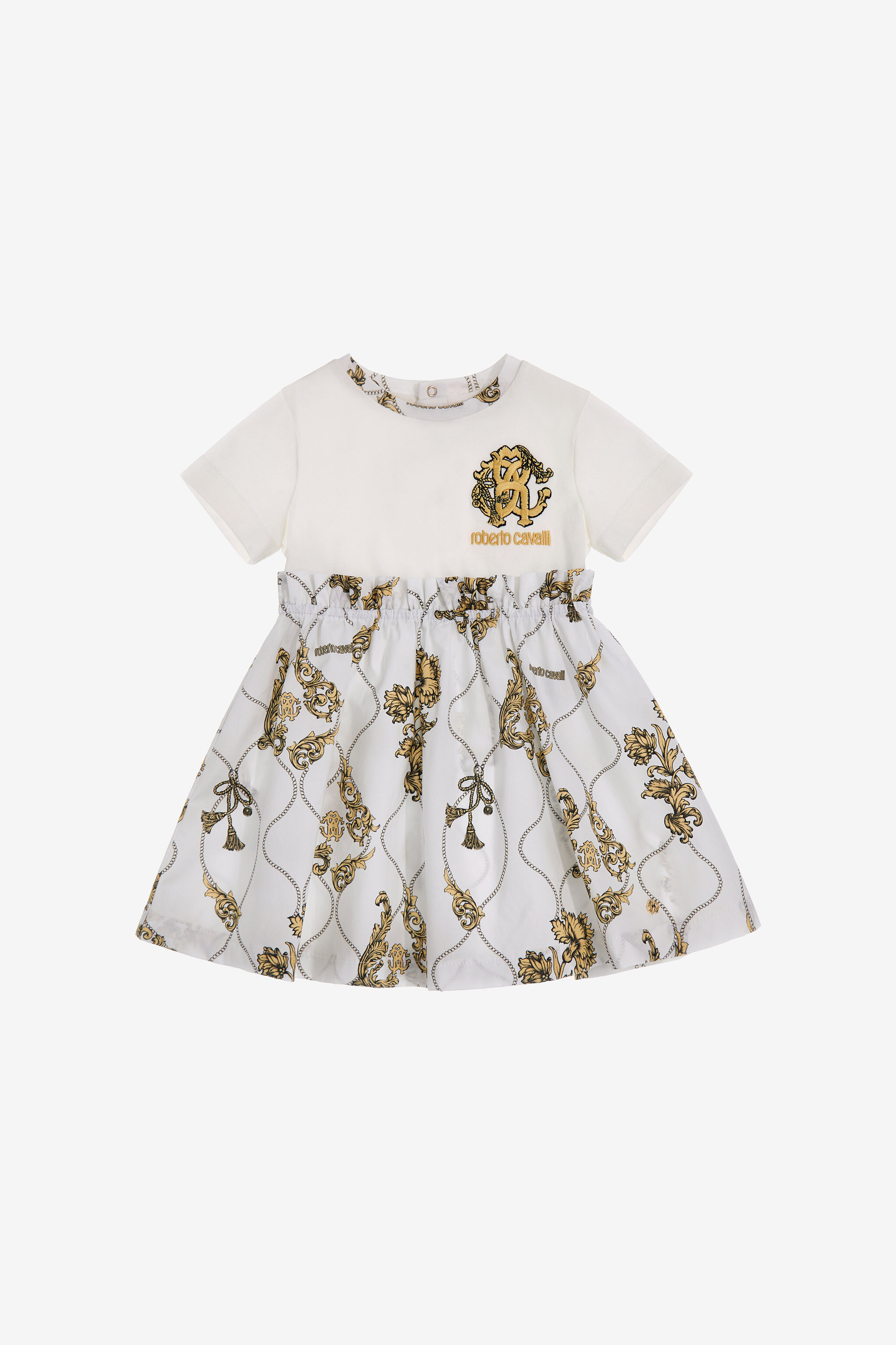 JU Dress With Arabesque Print And RC Monogram Embroidery JU Dress With Arabesque Print And RC Monogram Embroidery Milky white SJT107-JD001