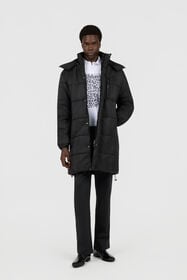 RC Schwarze Jacke, langer Steppmantel mit Kapuze BLACK/ANTHRACITE TOT40F-5LE01