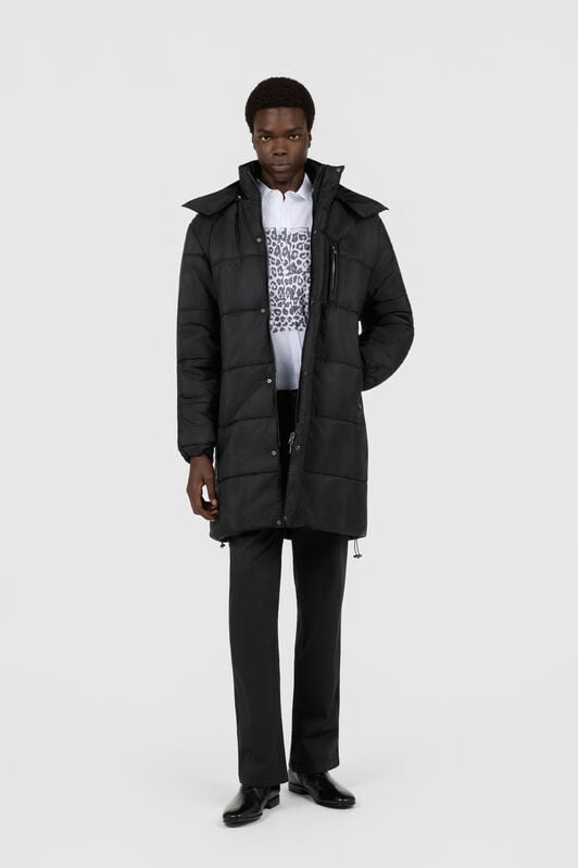 RC Schwarze Jacke, langer Steppmantel mit Kapuze RC Schwarze Jacke, langer Steppmantel mit Kapuze BLACK/ANTHRACITE TOT40F-5LE01