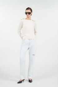 RC Light-Wash Denim Jeans with Distressed Details DARK BLUE WQJ200-VT002