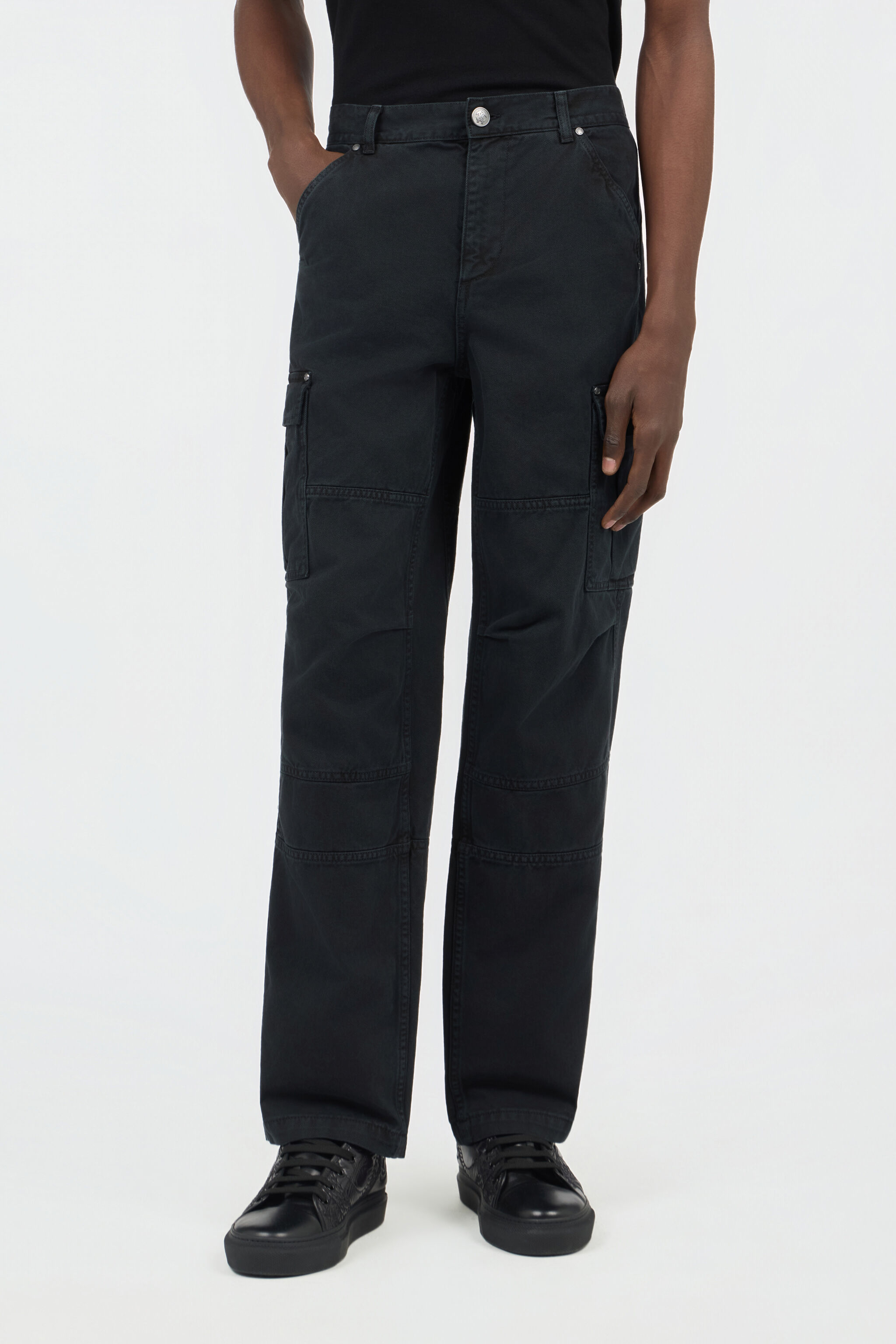 RC Pantaloni Cargo In Cotone Neri BLACK SOT20A-FA017
